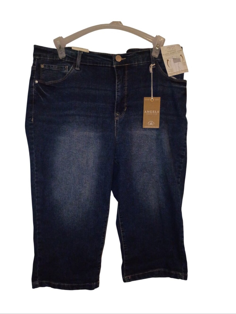 Women's 20W Angels Everflex High Rise Skinny Capri Jeans Blue Denim 5-Pocket NWT